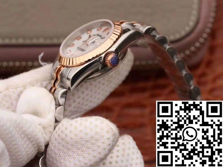 Datejust Dial Enamel Rose White Lady 28MM Gold Rolex 0403